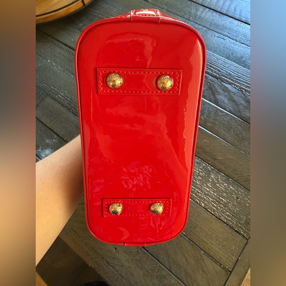 Red Vernis Alma BB Satchel with Gold Hardware,  New - Picture 14 of 17